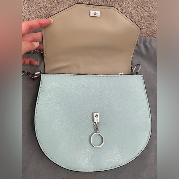 LOUISE ET CIE Leather Shoulder Bag Jael Crossbody purse mint sage green New - Picture 9 of 16